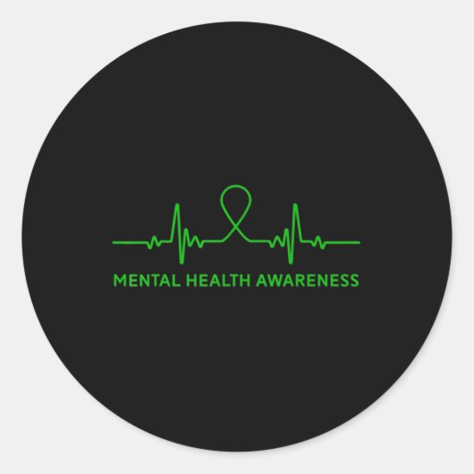 Depressie Anxiety Mental Health Awareness Green R Ronde Sticker (Voorkant)