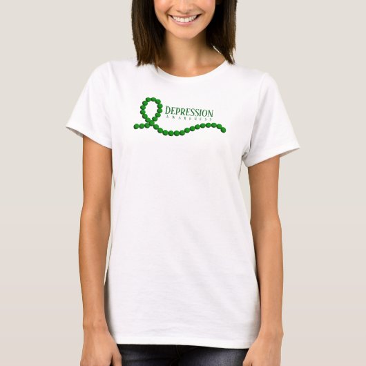 Depressie Bewustmaking Groene lintblokken T-shirt (Voorkant)