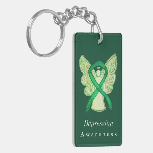 Depressie Bewustzijn Lint Engel Aangepaste Sleutel Sleutelhanger (Voorkant Links)