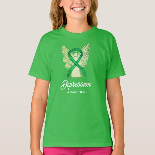 Depressie Bewustzijn Lint Engel Art Custom Shirt (Voorkant)