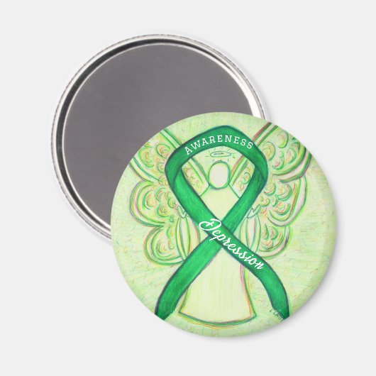 Depressie Bewustzijn Lint Engel Art Magneten (Voorkant / Achterkant)