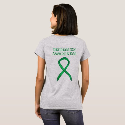 Depressie Bewustzijn Lint Groene Custom T-shirts (Achterkant volledig)