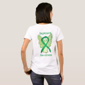 Depressie Bewustzijn Lint Groene Engel Aangepast T T-shirt (Achterkant volledig)