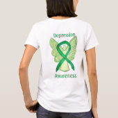 Depressie Bewustzijn Lint Groene Engel Aangepast T T-shirt (Achterkant)
