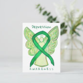 Depressie Bewustzijn Lint Groene Engel Briefkaart (Staand voorkant)