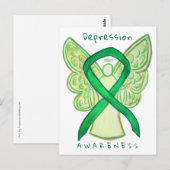 Depressie Bewustzijn Lint Groene Engel Briefkaart (Voorkant / Achterkant)