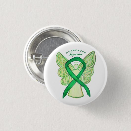 Depressie Bewustzijn Lint Groene Engel Pin Button (Voorkant /achterkant)