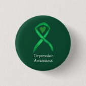 Depressie Bewustzijn Lint Groene Hart Pin Button (Voorkant)