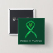 Depressie Bewustzijn Lint Groene Hart Pin Button (Voorkant /achterkant)