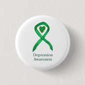 Depressie Bewustzijn Lint Groene Hart Pin Button (Voorkant)