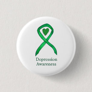 Depressie Bewustzijn Lint Groene Hart Pin Button