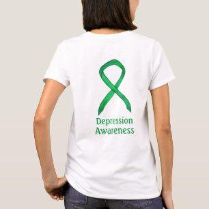 Depressie Bewustzijn Lint Groene Kunst Aangepast S T-shirt