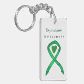 Depressie Bewustzijn Lint Hart Aangepaste Sleutelh Sleutelhanger (Voorkant Links)