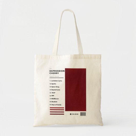 Depressie Cherry Beach House Tracklist Tote Bag (Voorkant)