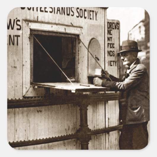 Depressie Era One Penny Coffee Vierkante Sticker (Voorkant)