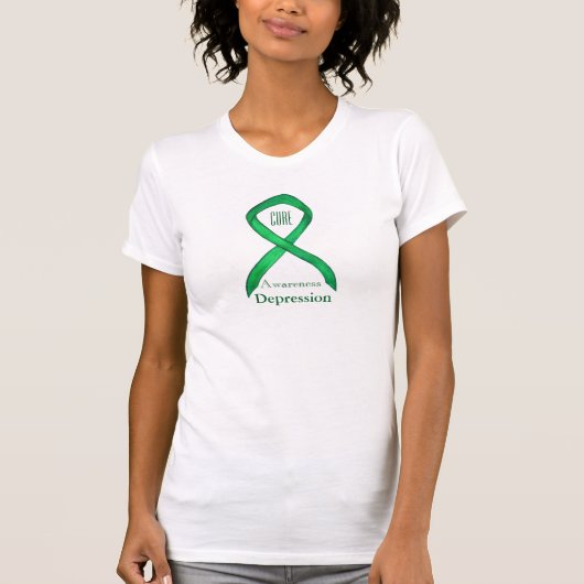 Depressie Groen Bewustzijn Lint Kunst T-shirt (Voorkant)