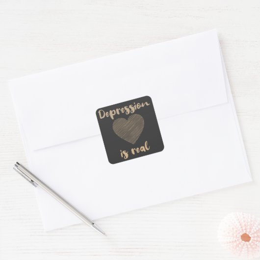 Depressie Is Echt Vierkante Sticker (Envelop)