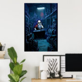 Depressie Santa Claus | AI Art Poster (Thuiskantoor)