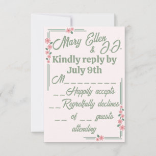 Depressie-tijdperk Vervaagde bloemen RSVP Kaartje