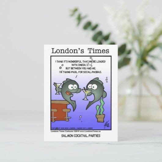 Depressie Zalm Funny Kaarten Mokken en cadeaus (Staand voorkant)