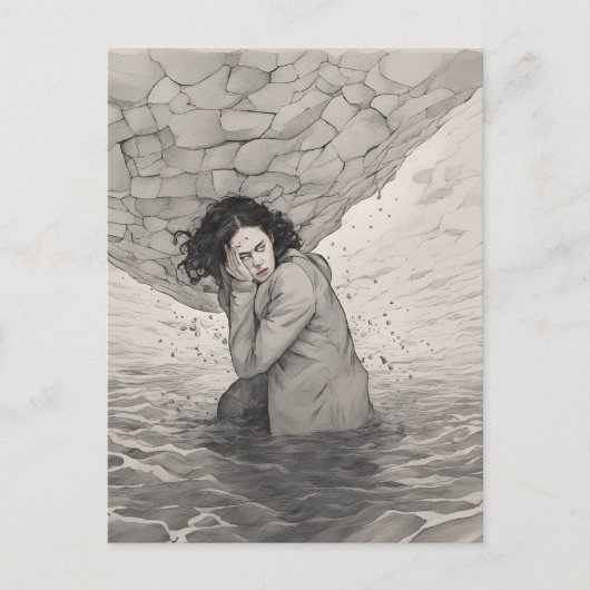 Depressie zwart-wit briefkaart (Voorkant)