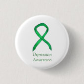 Depressiebewustzijn Aangepast groen lintje Ronde Button 3,2 Cm (Voorkant)
