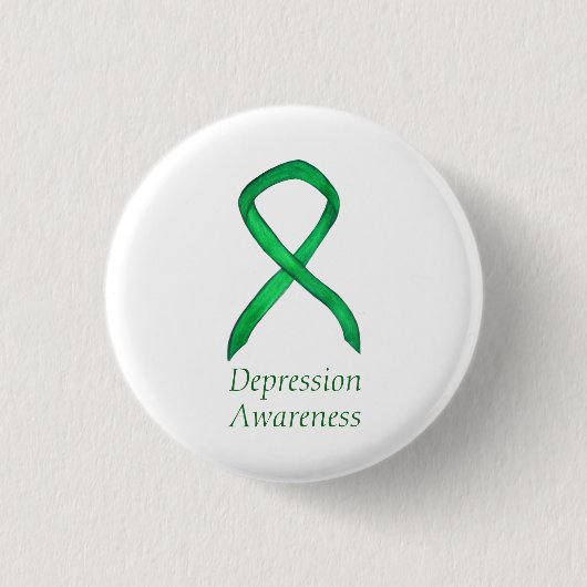 Depressiebewustzijn Aangepast groen lintje Ronde Button 3,2 Cm (Voorkant)