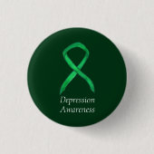 Depressiebewustzijn Aangepast groen lintje Ronde Button 3,2 Cm (Voorkant)