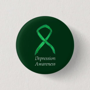 Depressiebewustzijn Aangepast groen lintje Ronde Button 3,2 Cm