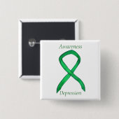 Depressiebewustzijn Aangepast groen lintje Vierkante Button 5,1 Cm (Voorkant /achterkant)