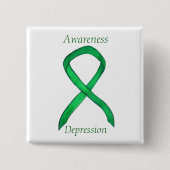 Depressiebewustzijn Aangepast groen lintje Vierkante Button 5,1 Cm (Voorkant)