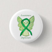 Depressiebewustzijn Angel Ribbon Pin Ronde Button 3,2 Cm (Voorkant)