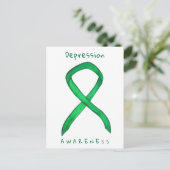 Depressiebewustzijn Groen lint Aangepaste Briefkaa Briefkaart (Staand voorkant)