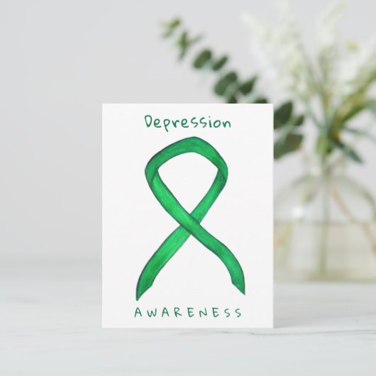 Depressiebewustzijn Groen lint Aangepaste Briefkaa Briefkaart (Staand voorkant)