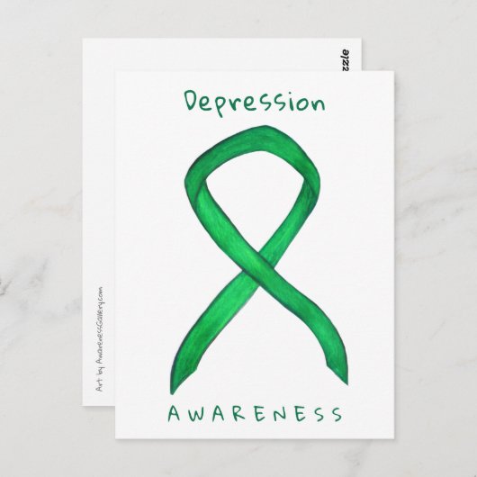 Depressiebewustzijn Groen lint Aangepaste Briefkaa Briefkaart (Voorkant / Achterkant)