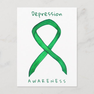 Depressiebewustzijn Groen lint Aangepaste Briefkaa Briefkaart