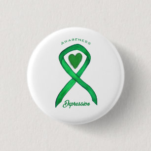 Depressiebewustzijnslint Groen Hart Knop Speld Ronde Button 3,2 Cm