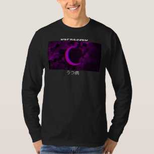 Depressieve Paarse Moon Vaporwave esthetische Goth T-shirt