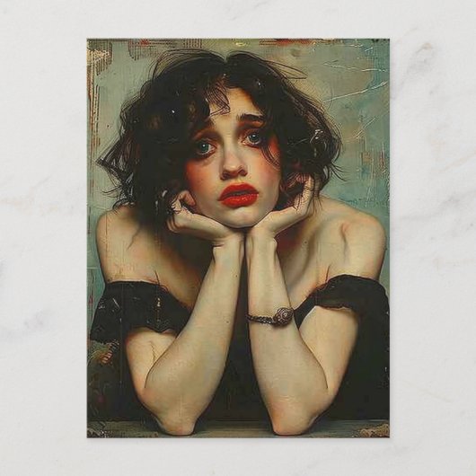 depressieve vrouw briefkaart (Voorkant)