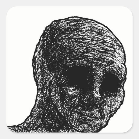 Depressieve wojak-stickers vierkante sticker (Voorkant)