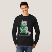 Depression Awareness Month Green Ribbon Cat T-shirt (Voorkant volledig)