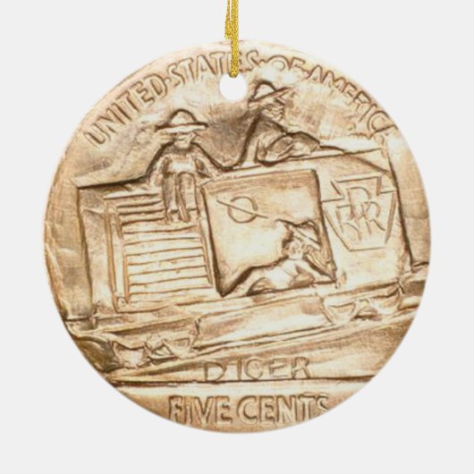" "DEPRESSION HOBO NICKLE"-Ornament" Keramisch Ornament (Achterkant)
