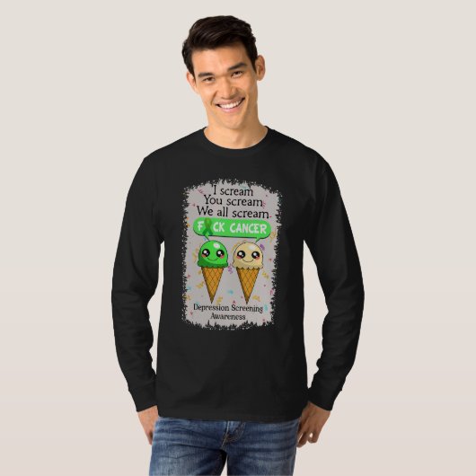 Depression Screening Awareness Cute Ice Creams  Sa T-shirt (Voorkant volledig)