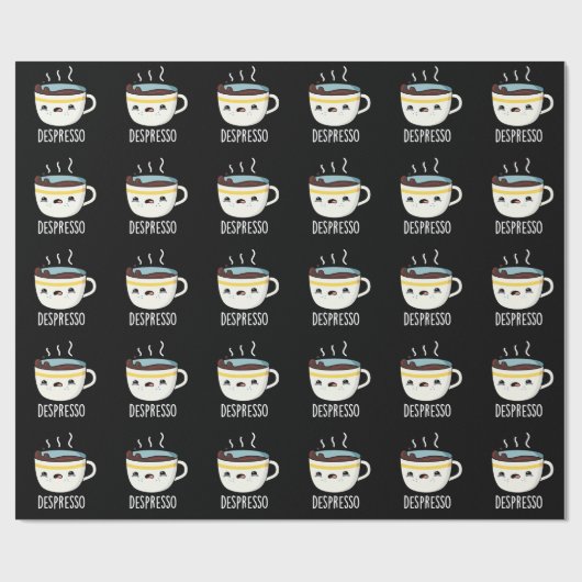 Depresso Funny Sad Espresso Coffee Pun Dark BG Cadeaupapier (Vlak)