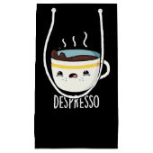 Depresso Funny Sad Espresso Coffee Pun Dark BG Klein Cadeauzakje (Voorkant)