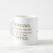 Depresso grappige drinker koffie citaten koffiemok (Voorkant links)