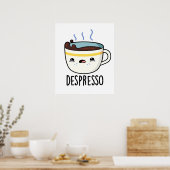 Depresso Grappige Sad Espresso Koffie Pun Poster (Keuken)