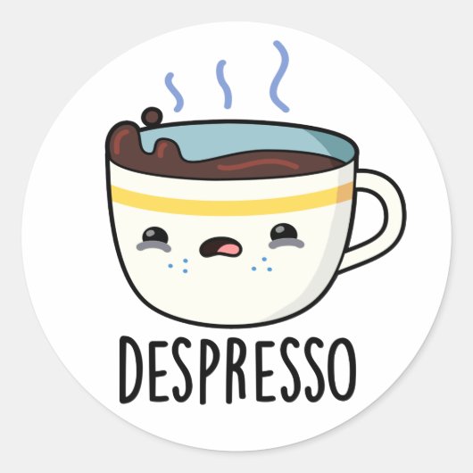 Depresso Grappige Sad Espresso Koffie Pun Ronde Sticker (Voorkant)