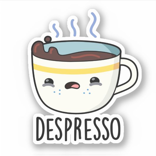 Depresso Grappige Sad Espresso Koffie Pun Sticker (Voorkant)