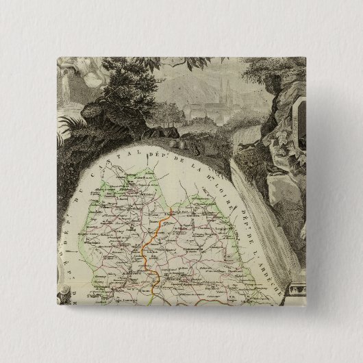 Dept any Lozere Vierkante Button 5,1 Cm (Voorkant)
